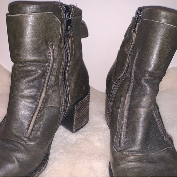 MJUS Green Leather Ankle Heeled Boots Moto 39 - Picture 8 of 10